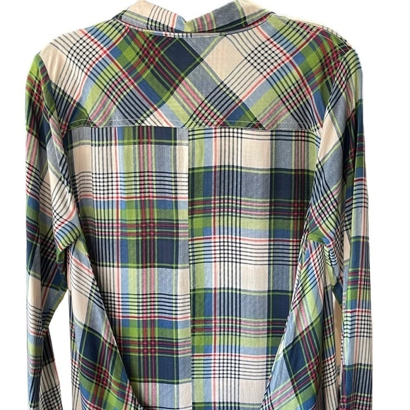 UMGEE Cotton Blend Plaid Long Sleeve Button Front Shark Bite Tunic Dress Small - Picture 9 of 11